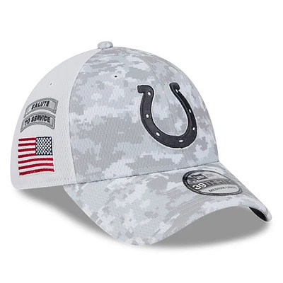 Men's New Era  White Indianapolis Colts 2024 Salute To Service Digital Camo 39THIRTY Flex Hat