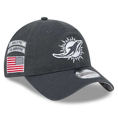 Men's New Era  Graphite Miami Dolphins 2024 Salute To Service 9TWENTY Adjustable Hat