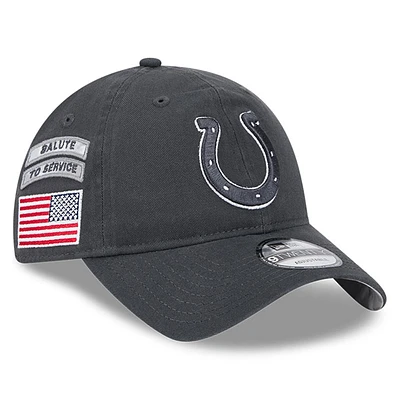 Men's New Era  Graphite Indianapolis Colts 2024 Salute To Service 9TWENTY Adjustable Hat