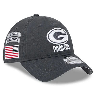 Men's New Era  Graphite Green Bay Packers 2024 Salute To Service 9TWENTY Adjustable Hat