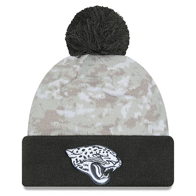 Men's New Era  White/Graphite Jacksonville Jaguars 2024 Salute To Service Digital Camo Cuffed Knit Hat with Pom