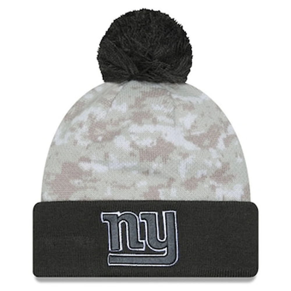 Men's New Era  White/Graphite New York Giants 2024 Salute To Service Digital Camo Cuffed Knit Hat with Pom