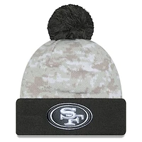 Men's New Era  White/Graphite San Francisco 49ers 2024 Salute To Service Digital Camo Cuffed Knit Hat with Pom