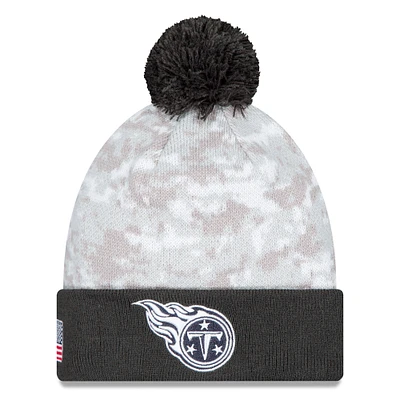 Men's New Era  White/Graphite Tennessee Titans 2024 Salute To Service Digital Camo Cuffed Knit Hat with Pom