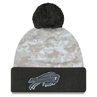 Men's New Era  White/Graphite Buffalo Bills 2024 Salute To Service Digital Camo Cuffed Knit Hat with Pom