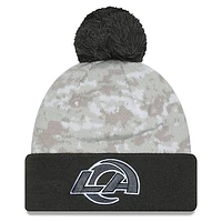 Men's New Era  White/Graphite Los Angeles Rams 2024 Salute To Service Digital Camo Cuffed Knit Hat with Pom