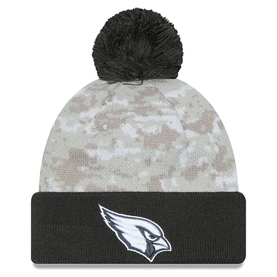 Men's New Era  White/Graphite Arizona Cardinals 2024 Salute To Service Digital Camo Cuffed Knit Hat with Pom