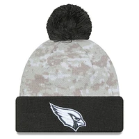 Men's New Era  White/Graphite Arizona Cardinals 2024 Salute To Service Digital Camo Cuffed Knit Hat with Pom