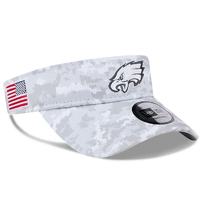 Men's New Era  White Philadelphia Eagles 2024 Salute To Service Digital Camo Adjustable Visor