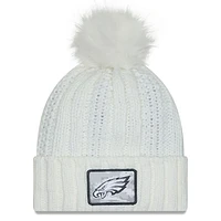 Women's New Era White Philadelphia Eagles 2024 Salute To Service Cuffed Knit Hat with Pom