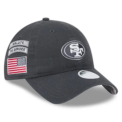 Women's New Era Graphite San Francisco 49ers 2024 Salute To Service 9TWENTY Adjustable Hat