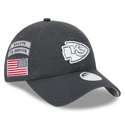 Women's New Era Graphite Kansas City Chiefs 2024 Salute To Service 9TWENTY Adjustable Hat