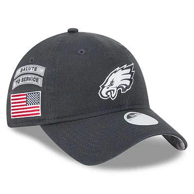 Women's New Era Graphite Philadelphia Eagles 2024 Salute To Service 9TWENTY Adjustable Hat