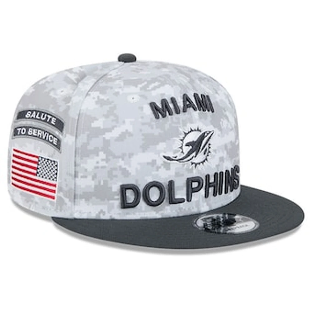 Youth New Era White/Graphite Miami Dolphins 2024 Salute To Service 9FIFTY Snapback Hat