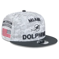 Youth New Era White/Graphite Miami Dolphins 2024 Salute To Service 9FIFTY Snapback Hat