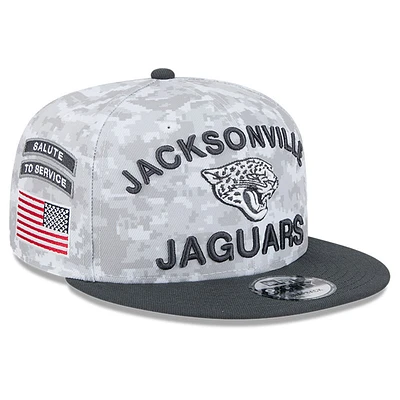 Youth New Era White/Graphite Jacksonville Jaguars 2024 Salute To Service 9FIFTY Snapback Hat