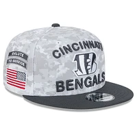 Youth New Era White/Graphite Cincinnati Bengals 2024 Salute To Service 9FIFTY Snapback Hat