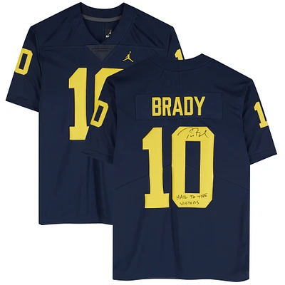 Tom Brady Michigan Wolverines Autographed Jordan Brand Navy Limited Jersey with "Hail to the Victors" Inscription