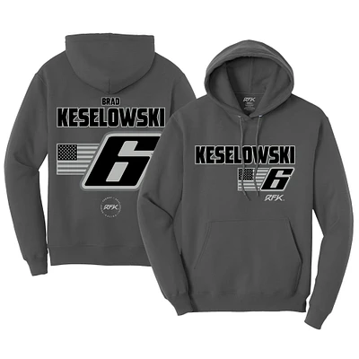 Men's  Charcoal Brad Keselowski Flag Pullover Hoodie