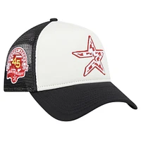 Men's New Era White/Black Houston Astros Checkered Flag A-Frame Trucker 9FORTY Adjustable Hat