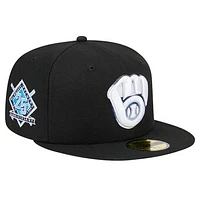 Men's New Era Black Milwaukee Brewers  Raceway 59FIFTY Fitted Hat