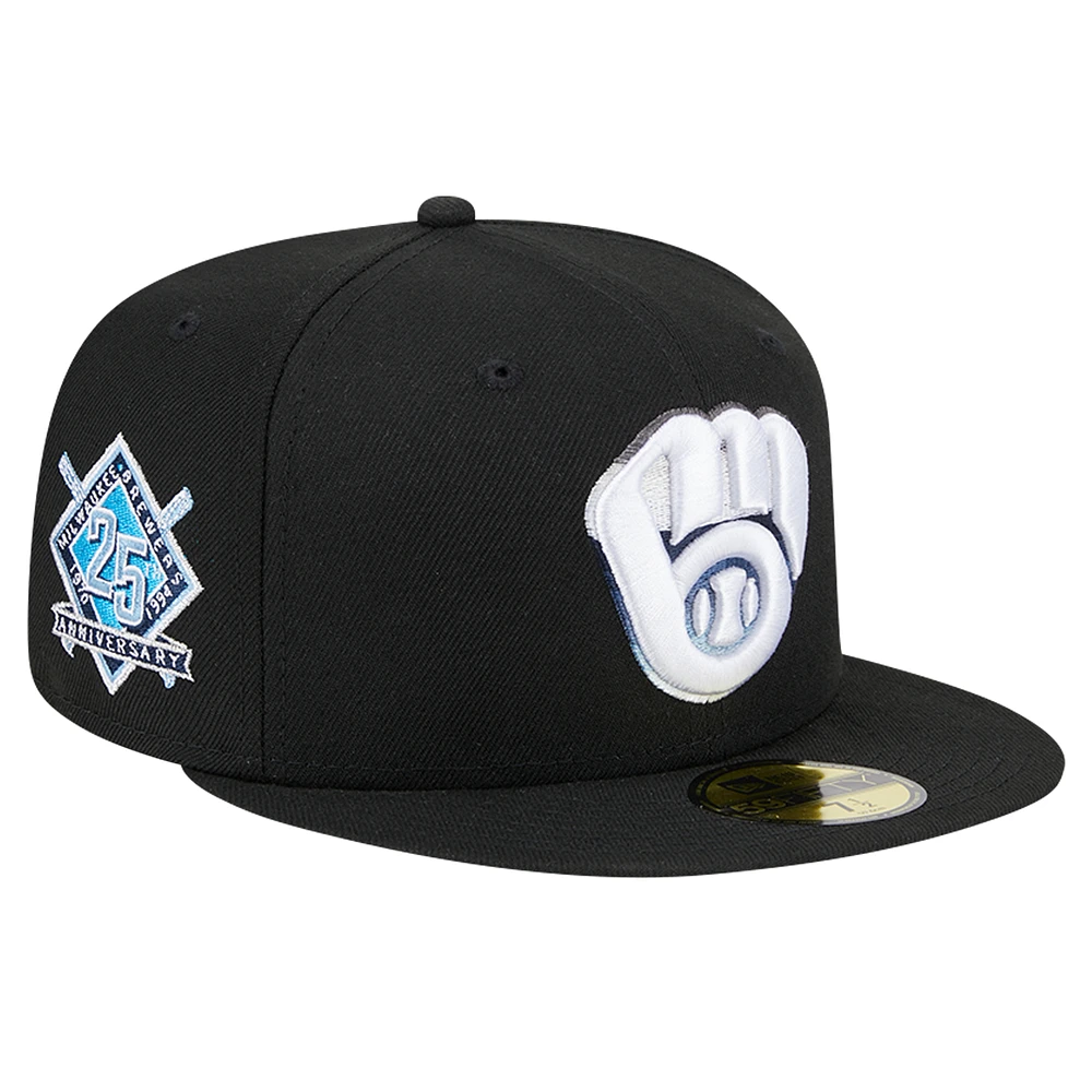 Men's New Era Black Milwaukee Brewers  Raceway 59FIFTY Fitted Hat