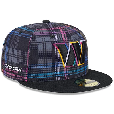 Men's New Era Black Washington Commanders 2024 NFL Crucial Catch Plaid 59FIFTY Fitted Hat