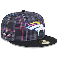 Men's New Era Black Denver Broncos 2024 NFL Crucial Catch Plaid 59FIFTY Fitted Hat