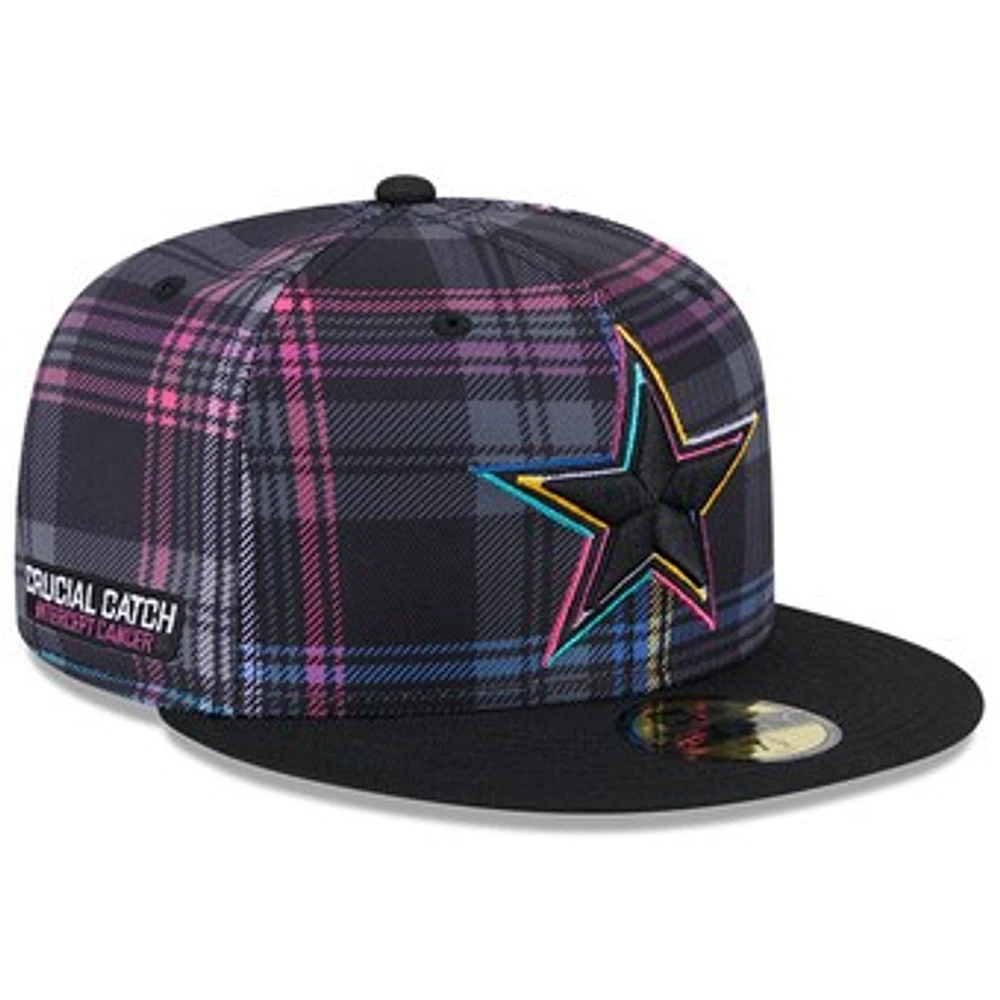 Men's New Era Black Dallas Cowboys 2024 NFL Crucial Catch Plaid 59FIFTY Fitted Hat