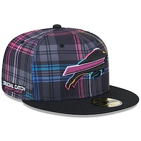 Men's New Era Black Buffalo Bills 2024 NFL Crucial Catch Plaid 59FIFTY Fitted Hat