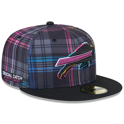 Men's New Era Black Buffalo Bills 2024 NFL Crucial Catch Plaid 59FIFTY Fitted Hat