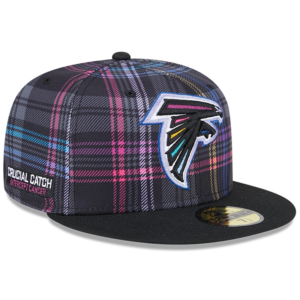 Men's New Era Black Atlanta Falcons 2024 NFL Crucial Catch Plaid 59FIFTY Fitted Hat