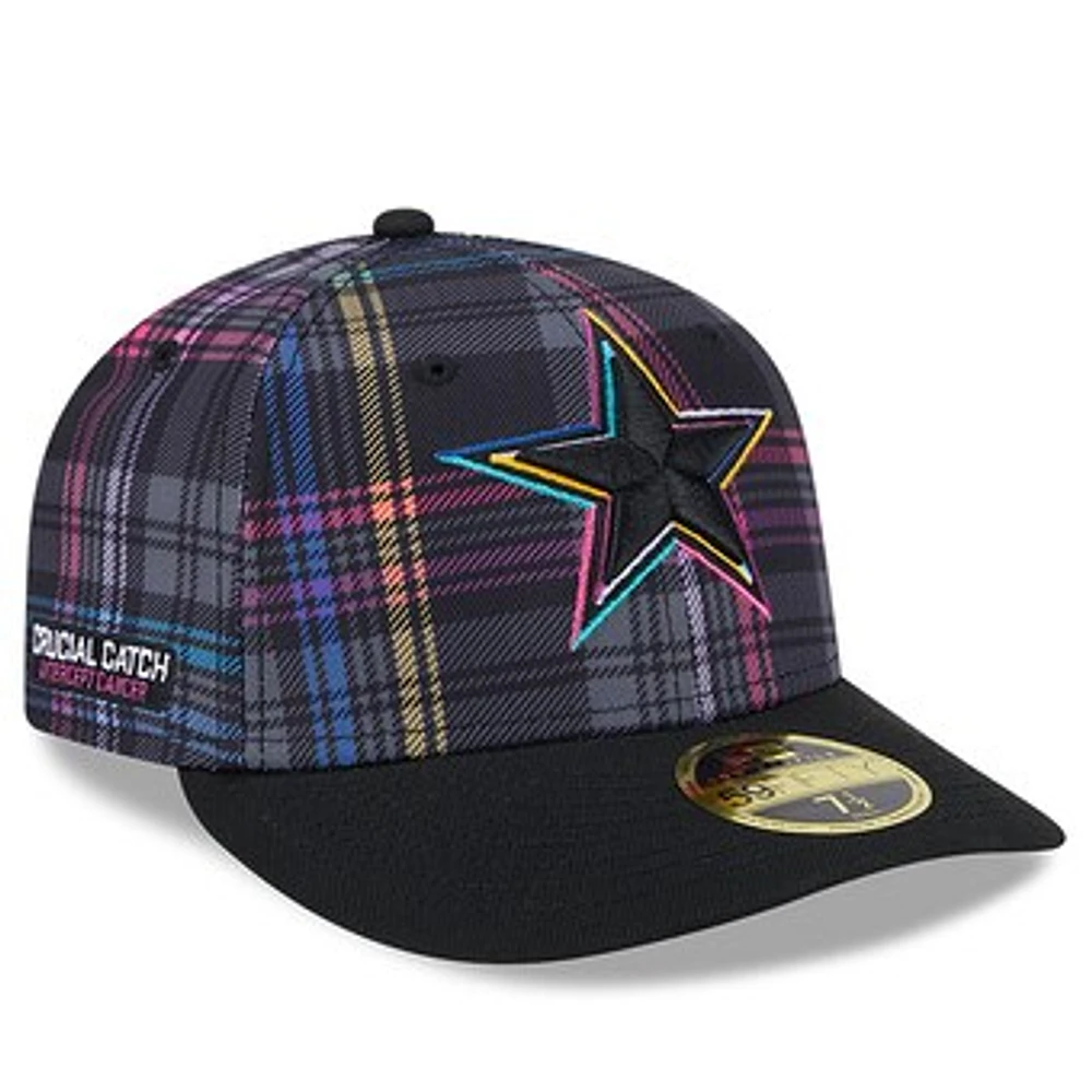 Men's New Era Black Dallas Cowboys 2024 NFL Crucial Catch Plaid Low Profile 59FIFTY Fitted Hat