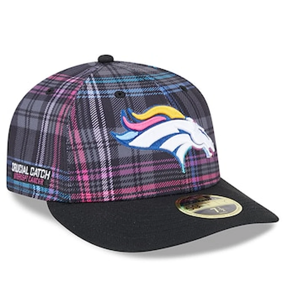 Men's New Era Black Denver Broncos 2024 NFL Crucial Catch Plaid Low Profile 59FIFTY Fitted Hat