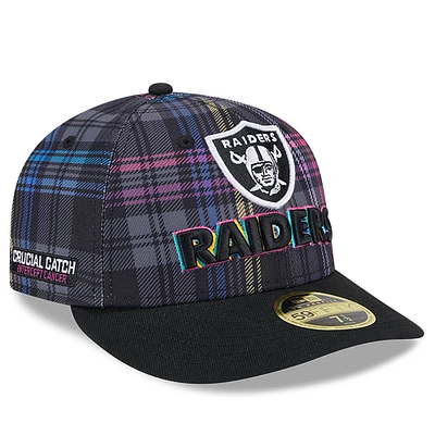 Men's New Era Black Las Vegas Raiders 2024 NFL Crucial Catch Plaid Low Profile 59FIFTY Fitted Hat