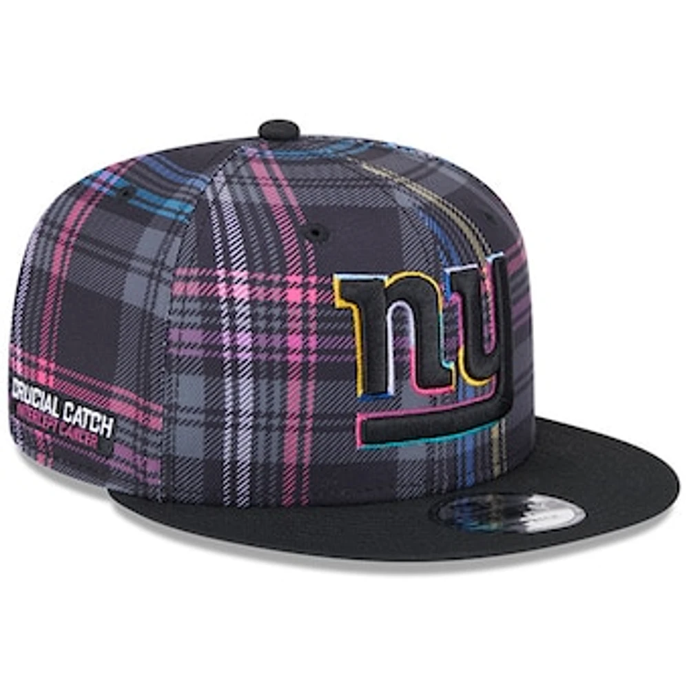 Men's New Era Black New York Giants 2024 NFL Crucial Catch Plaid 9FIFTY Snapback Hat