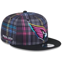 Men's New Era Black Arizona Cardinals 2024 NFL Crucial Catch Plaid 9FIFTY Snapback Hat