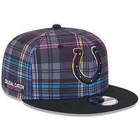 Men's New Era Black Indianapolis Colts 2024 NFL Crucial Catch Plaid 9FIFTY Snapback Hat