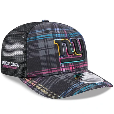 Men's New Era Black New York Giants 2024 NFL Crucial Catch Plaid 9SEVENTY Trucker Snapback Hat