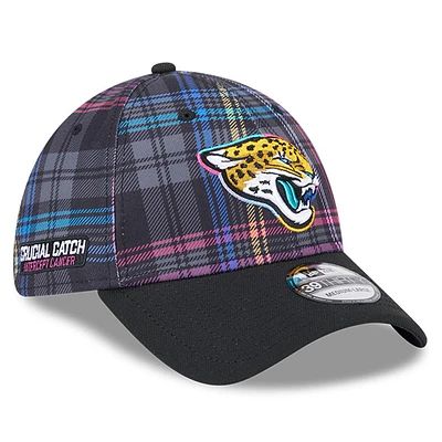 Men's New Era Black Jacksonville Jaguars 2024 NFL Crucial Catch Plaid 39THIRTY Flex Hat