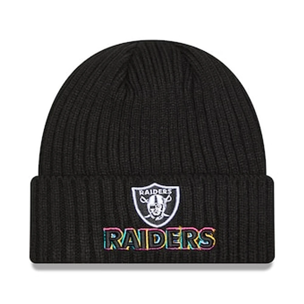 Men's New Era Black Las Vegas Raiders 2024 NFL Crucial Catch Cuffed Knit Hat