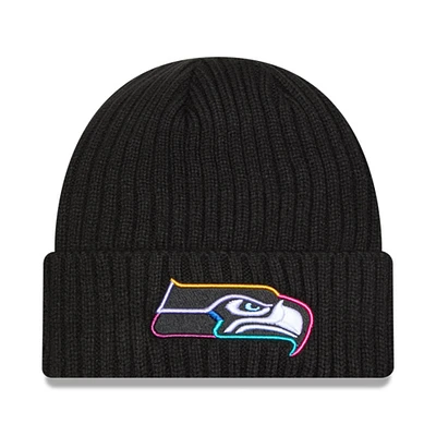 Men's New Era Black Seattle Seahawks 2024 NFL Crucial Catch Cuffed Knit Hat