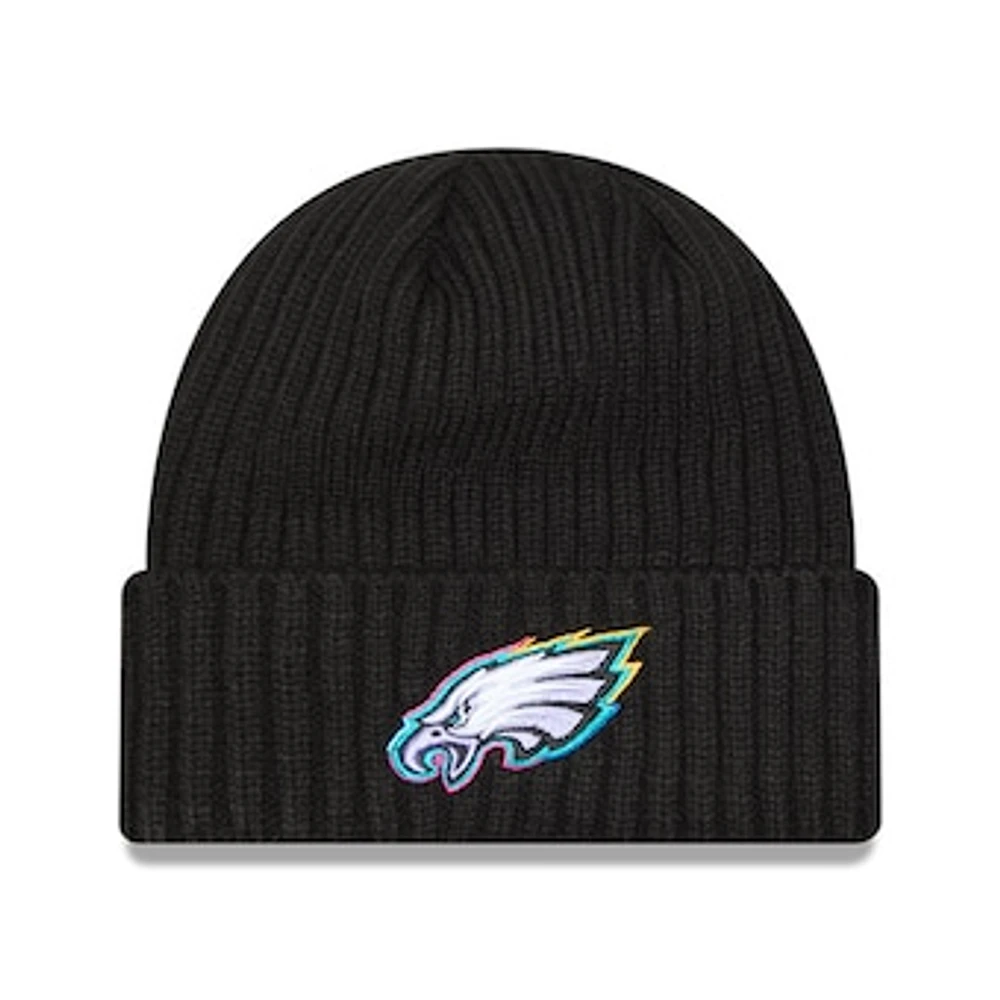 Men's New Era Black Philadelphia Eagles 2024 NFL Crucial Catch Cuffed Knit Hat