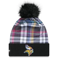 Women's New Era Black Minnesota Vikings 2024 NFL Crucial Catch Cuffed Knit Hat with Pom