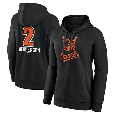 Women's Gunnar Henderson Black Baltimore Orioles Fastball Player Name & Number Pullover Hoodie