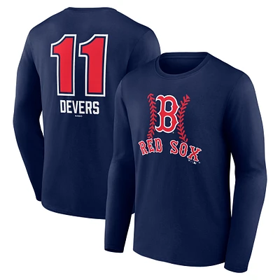 Men's Rafael Devers Navy Boston Red Sox Fastball Player Name & Number Long Sleeve T-Shirt