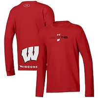 Youth Under Armour  Red Wisconsin Badgers 2024 On-Court Bench Unity Performance Long Sleeve T-Shirt