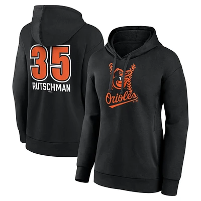 Women's Adley Rutschman Black Baltimore Orioles Fastball Player Name & Number Pullover Hoodie