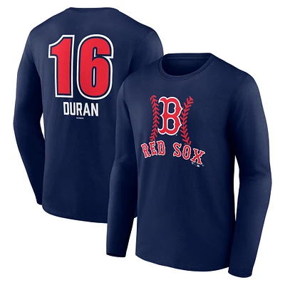 Men's Jarren Duran Navy Boston Red Sox Fastball Player Name & Number Long Sleeve T-Shirt