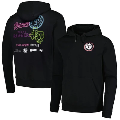 Men's Levelwear Black Texas Rangers Podium Vintage Pullover Hoodie